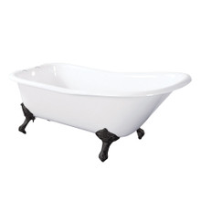 Kingston Brass  Aqua Eden VCT7D6630NF0 67-Inch Cast Iron Single Slipper Clawfoot Tub with 7-Inch Faucet Drillings, White/Matte Black