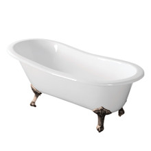 Kingston Brass  Aqua Eden VCTND673122ZB8 67-Inch Cast Iron Single Slipper Clawfoot Tub (No Faucet Drillings), White/Brushed Nickel