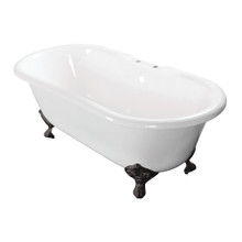 Kingston Brass  Aqua Eden VCT7D603017NB0 60-Inch Cast Iron Double Ended Clawfoot Tub with 7-Inch Faucet Drillings, White/Matte Black