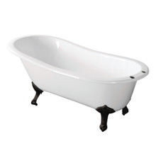 Kingston Brass  Aqua Eden VCT7D673122ZB0 67-Inch Cast Iron Single Slipper Clawfoot Tub with 7-Inch Faucet Drillings, White/Matte Black