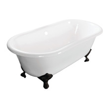 Kingston Brass  Aqua Eden VCTND603017NB0 60-Inch Cast Iron Double Ended Clawfoot Tub (No Faucet Drillings), White/Matte Black