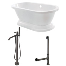 Kingston Brass  Aqua Eden KT7PE672824B5 67-Inch Acrylic Double Ended Pedestal Tub Combo with Faucet and Supply Lines, White/Oil Rubbed Bronze