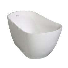 Kingston Brass  Aqua Eden VRTSS513026 Arcticstone 52" Slipper Solid Surface Freestanding Tub with Drain, Glossy White/Matte White