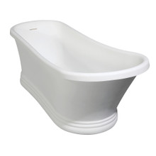 Kingston Brass  Aqua Eden VRTSS673026 Arcticstone 68" Slipper Solid Surface Pedestal Tub with Drain, Glossy White/Matte White