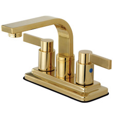 Kingston Brass  KB8462NDL NuvoFusion 4 in. Centerset Bathroom Faucet with Push Pop-Up, Polished Brass