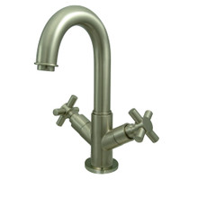 Kingston Brass  KS8458JX Concord Two-Handle Bathroom Faucet with Push Pop-Up and Cover Plate, Brushed Nickel