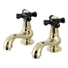 Kingston Brass  KS1102PKX Basin Tap Faucet with Cross Handle, Polished Brass