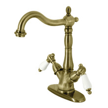 Kingston Brass  KS1493PL Vessel Sink Faucet, Antique Brass