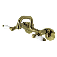 Kingston Brass  KS512AB Two-Handle Wall Mount Bar Faucet, Antique Brass