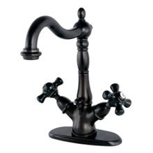 Kingston Brass  KS1435PKX Duchess Two-Handle Bathroom Faucet with Brass Pop-Up and Cover Plate, Oil Rubbed Bronze