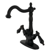 Kingston Brass  KS1430PKL Duchess Two-Handle Bathroom Faucet with Brass Pop-Up and Cover Plate, Matte Black