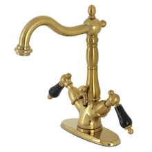 Kingston Brass  KS1437PKL Duchess Two-Handle Bathroom Faucet with Brass Pop-Up and Cover Plate, Brushed Brass