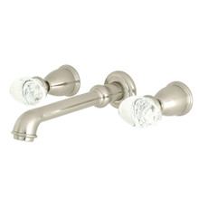 Kingston Brass  KS7128WVL Krystal Onyx Two-Handle Wall Mount Bathroom Faucet, Brushed Nickel