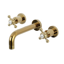Kingston Brass  KS8122BX Metropolitan 2-Handle 8 in. Wall Mount Bathroom Faucet, Polished Brass