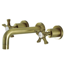 Kingston Brass  KS8123NX Hamilton Two-Handle Wall Mount Bathroom Faucet, Antique Brass