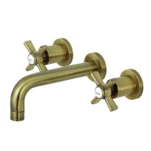Kingston Brass  KS8123ZX Millennium 2-Handle Wall Mount Bathroom Faucet, Antique Brass