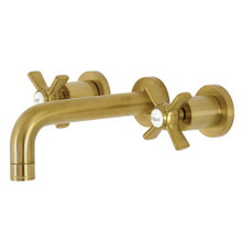 Kingston Brass  KS8127ZX Millennium 2-Handle Wall Mount Bathroom Faucet, Brushed Brass