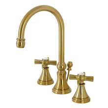 Kingston Brass  KS2987ZX Millennium Widespread Bathroom Faucet with Brass Pop-Up, Brushed Brass