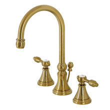 Kingston Brass  KS2987TAL Tudor Widespread Bathroom Faucet with Brass Pop-Up, Brushed Brass