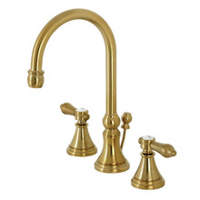 Kingston Brass  KS2987BAL Heirloom Widespread Bathroom Faucet with Brass Pop-Up, Brushed Brass
