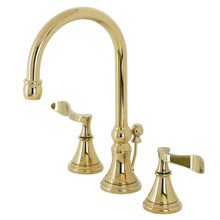 Kingston Brass  KS2982CFL Century Widespread Bathroom Faucet with Brass Pop-Up, Polished Brass