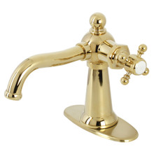 Kingston Brass  KSD154BXPB Nautical Single-Handle Bathroom Faucet with Push Pop-Up, Polished Brass