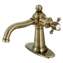 Kingston Brass  KSD154BXAB Nautical Single-Handle Bathroom Faucet with Push Pop-Up, Antique Brass