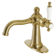 Kingston Brass  KSD154KLBB Nautical Single-Handle Bathroom Faucet with Push Pop-Up, Brushed Brass