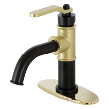 Kingston Brass  KSD2822KL Whitaker Single-Handle Bathroom Faucet with Push Pop-Up, Matte Black/Polished Brass