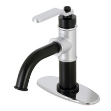 Kingston Brass  KSD2821KL Whitaker Single-Handle Bathroom Faucet with Push Pop-Up, Matte Black/Polished Chrome