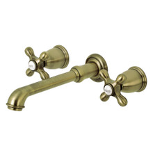 Kingston Brass  KS7123AX English Country Two-Handle Wall Mount Bathroom Faucet, Antique Brass