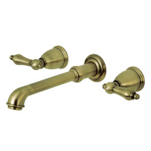 Kingston Brass  KS7123AL 8-Inch Center Wall Mount Bathroom Faucet, Antique Brass