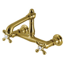 Kingston Brass  KS7247AX 8-Inch Center Wall Mount Bathroom Faucet, Brushed Brass