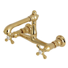 Kingston Brass  KS7242AX 8-Inch Center Wall Mount Bathroom Faucet, Polished Brass