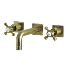Kingston Brass  KS6123BX Metropolitan Two-Handle Wall Mount Bathroom Faucet, Antique Brass
