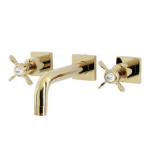 Kingston Brass  KS6122BEX Essex Two-Handle Wall Mount Bathroom Faucet, Polished Brass