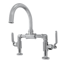 Kingston Brass  KS2171KL Whitaker Industrial Style Bridge Bathroom Faucet with Pop-Up Drain, Polished Chrome