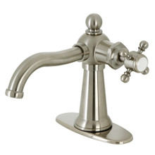 Kingston Brass  KSD154BXBN Nautical Single-Handle Bathroom Faucet with Push Pop-Up, Brushed Nickel