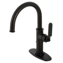 Kingston Brass  KSD2230KL Whitaker Single-Handle Bathroom Faucet with Push Pop-Up, Matte Black