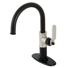 Kingston Brass  KSD2236KL Whitaker Single-Handle Bathroom Faucet with Push Pop-Up, Matte Black/Polished Nickel