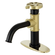 Kingston Brass  KSD2822RX Belknap Single-Handle Bathroom Faucet with Push Pop-Up, Matte Black/Polished Brass