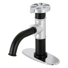 Kingston Brass  KSD2821RX Belknap Single-Handle Bathroom Faucet with Push Pop-Up, Matte Black/Polished Chrome