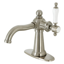 Kingston Brass  KSD154KLBN Nautical Single-Handle Bathroom Faucet with Push Pop-Up, Brushed Nickel