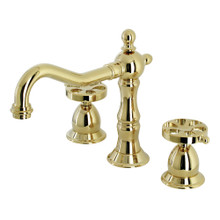 Kingston Brass  KS1972RX Belknap Widespread Bathroom Faucet with Brass Pop-Up, Polished Brass