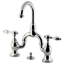 Kingston Brass  KS7991TAL Tudor Bridge Bathroom Faucet with Brass Pop-Up, Polished Chrome