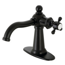 Kingston Brass  KSD154BXMB Nautical Single-Handle Bathroom Faucet with Push Pop-Up, Matte Black