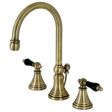 Kingston Brass  KS2983PKL Duchess Widespread Bathroom Faucet with Brass Pop-Up, Antique Brass