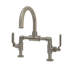 Kingston Brass  KS2178KL Whitaker Industrial Style Bridge Bathroom Faucet with Pop-Up Drain, Brushed Nickel