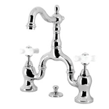 Kingston Brass  KS7971PX English Country Bridge Bathroom Faucet with Brass Pop-Up, Polished Chrome