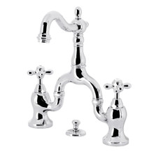 Kingston Brass  KS7971AX English Country Bridge Bathroom Faucet with Brass Pop-Up, Polished Chrome